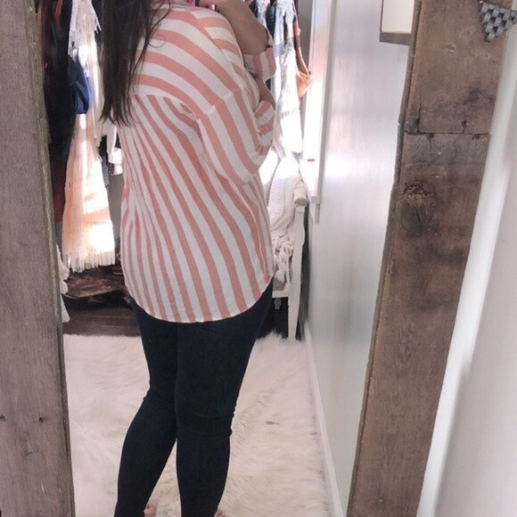 Umgee size small peach striped top - Picture 3 of 5